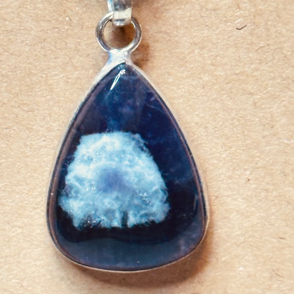 925 Sterling Silver Plated & Amethyst Stone/Crystal Pear Cut Pendant EUC - Picture 2 of 10